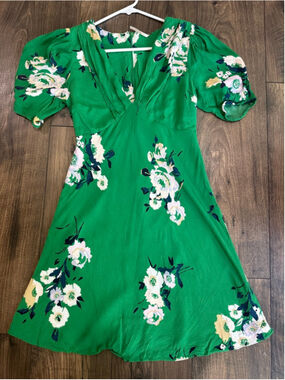 Free People Neon Garden Mini Dress in Green 0